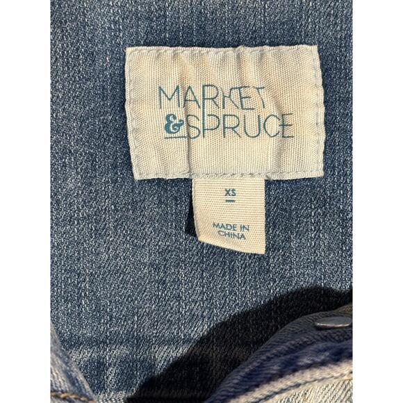 MARKET & SPRUCE Denim Button Up Jean Jacket Womens XS Blue stretch western chic - Picture 5 of 7